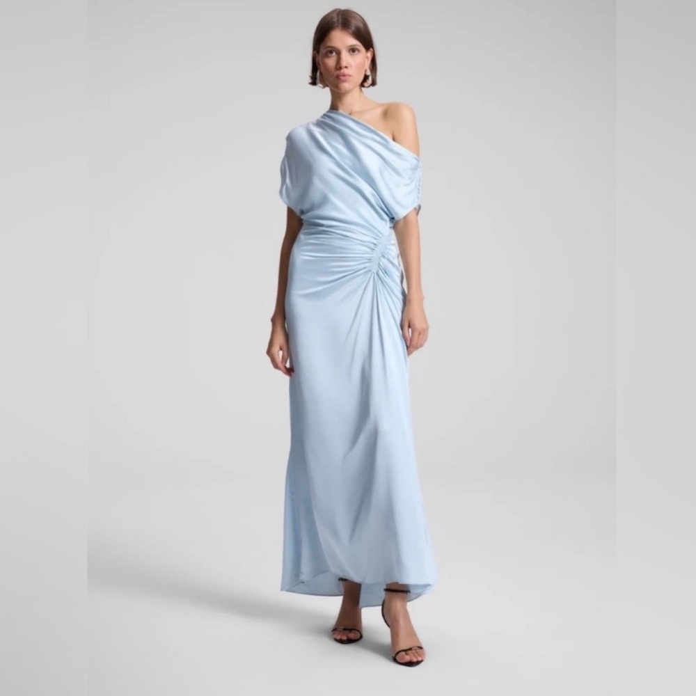 A.L.C. Penny Satin Midi Dress  Blue Asymmetrical Slip Dress